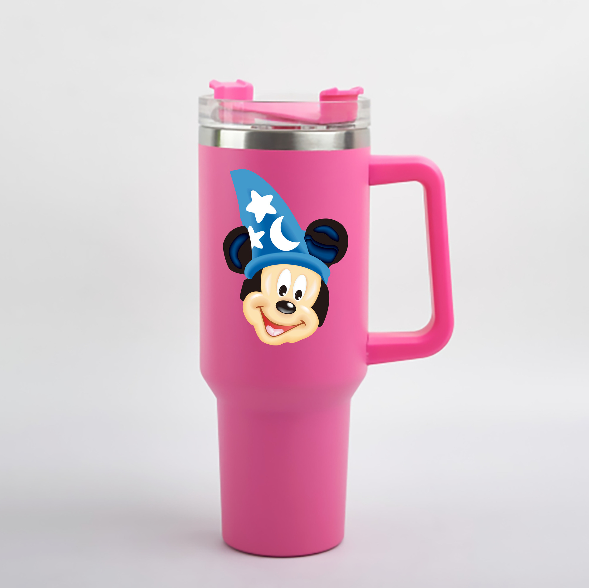 （画像用） ミッキーマウス Mickey Mouse 1200mL車用タンブラー - クリスタルステッカー（プラスチックストロー付き）